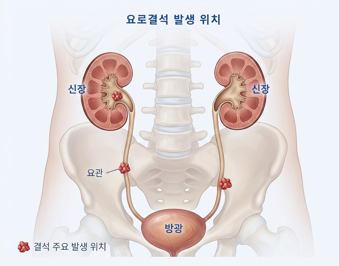 요로결석 발생 위치